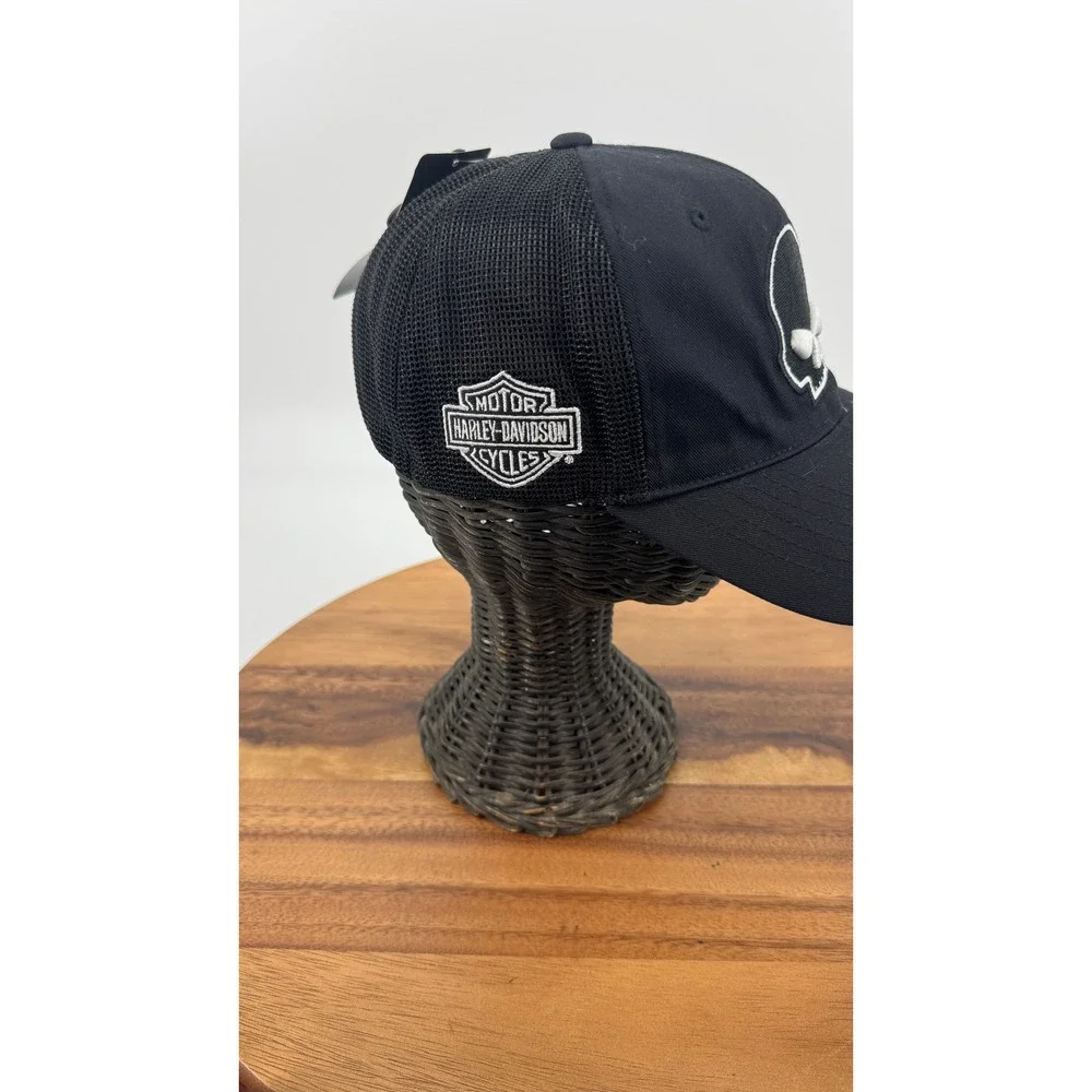 Harley-Davidson L Mens Willie G Skull Logo Curved Brim Mesh Trucker Cap Black